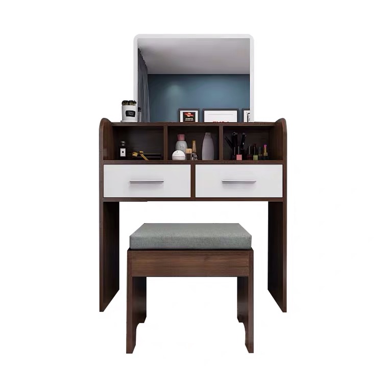 Multi-Layer Wooden Dressing Table Simple Space-Saving Door Storage Cabinet for Living Room and Bathroom
