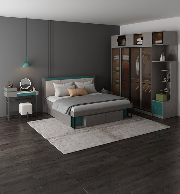 Hospitality Suite 5 Star Modern Customized Wooden Hotel King Bed Bedroom Furniture Sets UL-22S318