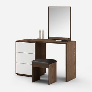 Simple Modern Home Hotel Bedroom Furniture Storage Wooden 2 Drawers Dressing Table with Mirror Dresser 