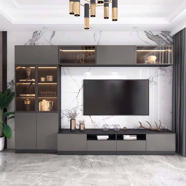 New arrival luxury Mdf modern luxury living room Wood Coffee Table set IMG_9181