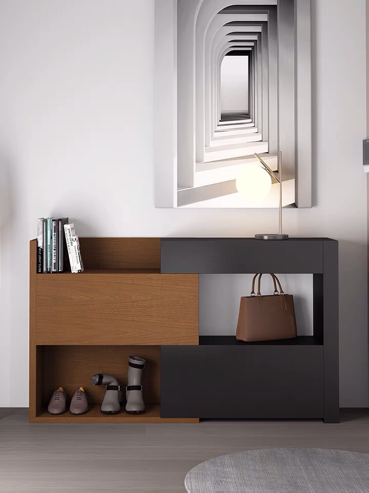 2024 New Customized Wooden Cabinet Home Furniture Living Room Set Open Door Shoe Rack 