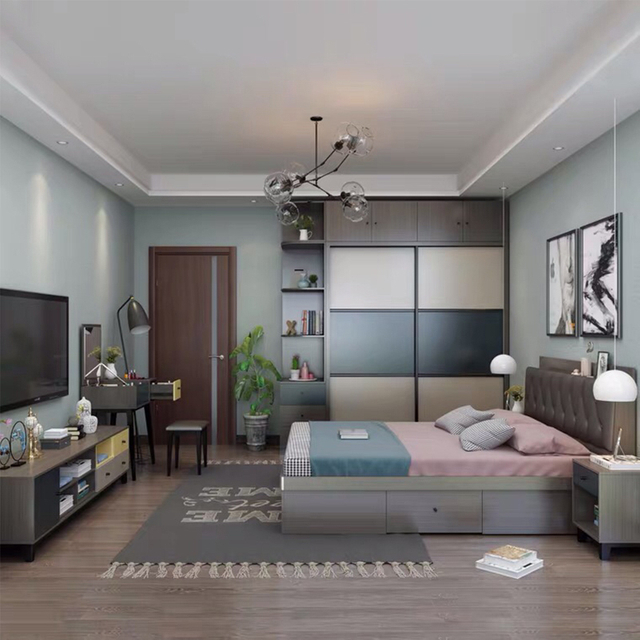 Solid Wood Frame Upholstered Bed Double Full Queen King Size Luxury Bedroom Furniture Set UL-22NR60925