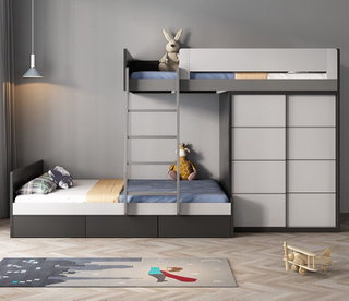 Luxury Wooden Leg Bedroom Set Furniture Upholstered Leather Double Single Sofa Kids Children Beds UL-11N1069.1