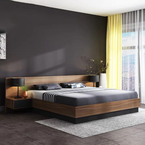 Italian Apartment Modern European Home School Wooden Bedroom Furniture Luxury Leather Double Bed UL-9BE128