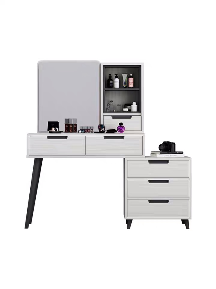  Factory Supply Vanities Makeup Table Dressing Table With Square Mirror And Drawers For Bedroom