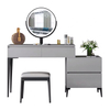 Grey Makeup Table Set With Mirror Modern Vanity Desk For Makeup Double Uses Dressing Table With Led Mirror