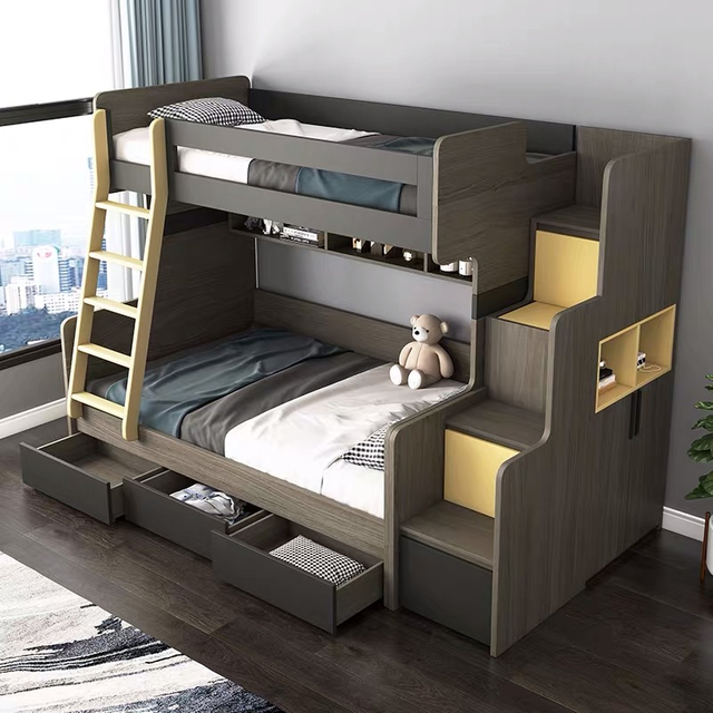 Modern Home Bedroom Furniture Set Leather Wood Leg Double King Size Wall Storage Bed Frame UL-22BC00.1