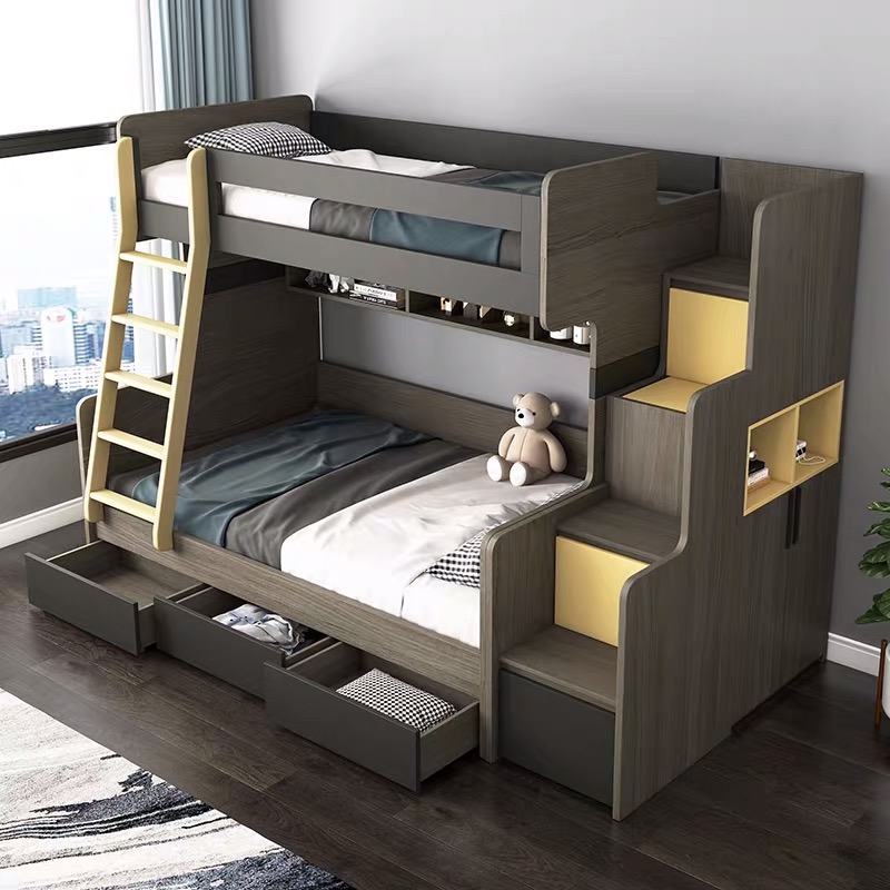 Wooden Bedroom Set Furniture Living Room Wardrobe King Queen Size Bed with Storage Drawers UL-22BC011
