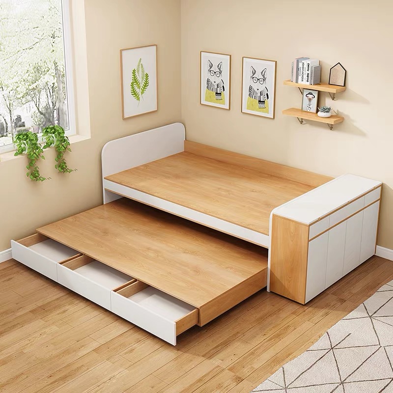 Wholesale Bedroom Child Safety MDF Wooden Designs Kids Single Double Sleeping Bed Furniture UL-9N0105.1