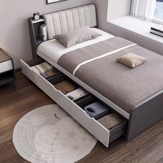 High Quality King Size Wood Headboard Leather Double Bed Villa Home Master Room Queen Luxury Modern Furniture Bedroom Set UL-22NR63233