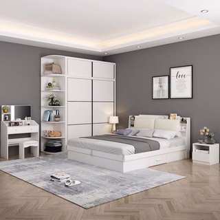 Indian Style Modern Customized Wooden Veneer Lacquer Hotel Bedroom Furniture for Four Seasons Hotel UL-22NR60951