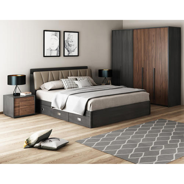 Hot Sale Italian Leather Bedroom Furniture Set Modern 1.8m Nordic Double Storage Bed Luxury King Size Bed HX-8ND588