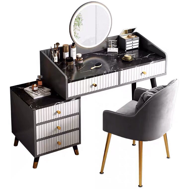 Hot Sale Bedroom Furniture Corner Storage Wooden Dressing Makeup Vanity Table with Mirror