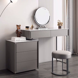 MDF Modern White Small Dressing Table LED Mirror Makeup Vanity Desk Home Furniture Luxury Bedroom Wooden Dresser
