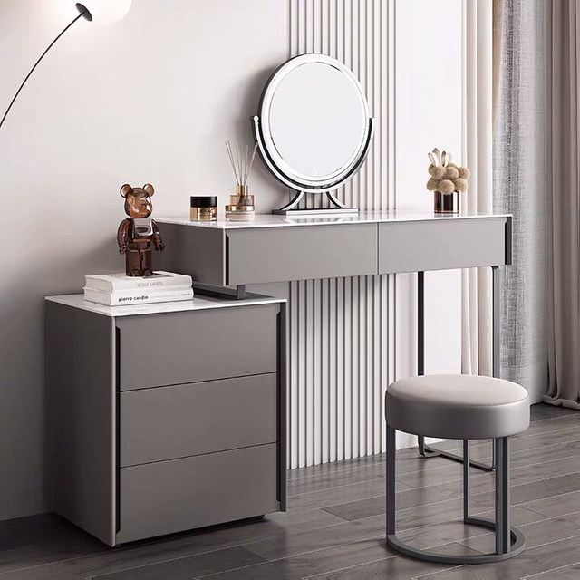 Simplicity Hotel Home Bedroom Furniture Triangle Shape Make Up TableDurable Storage Dresser with Mirror