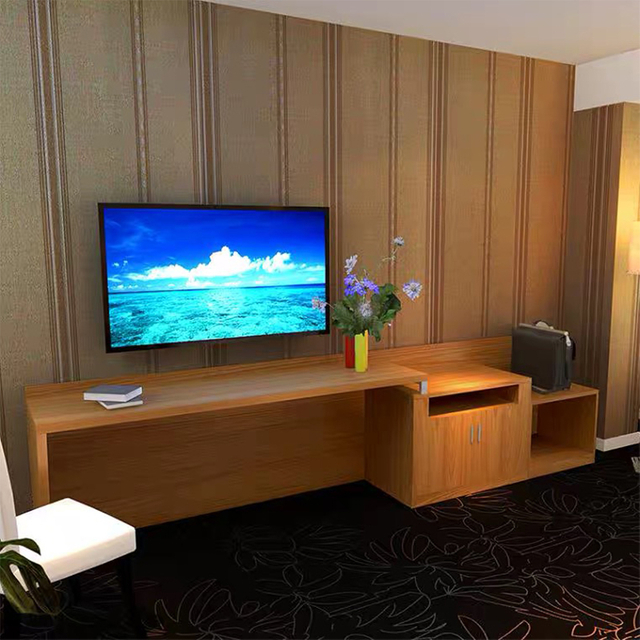 Factory Directly Wholesale Modern Wooden Frame Double Bed Night Stands Bedroom Set Hotel Furniture UL-9N0143