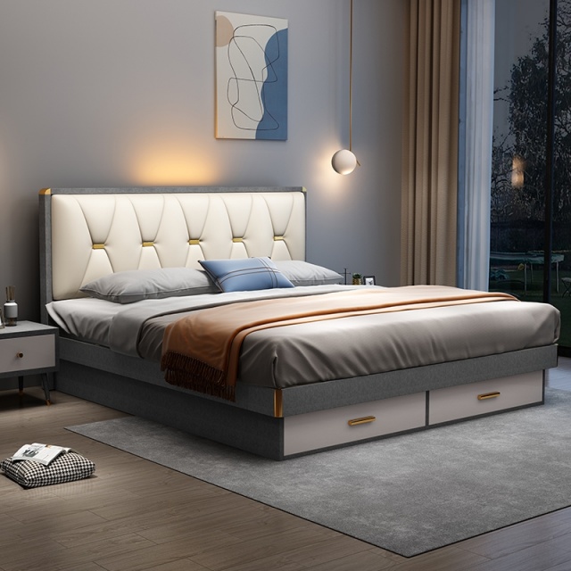 Modern Hotel Use Bedroom Wooden Furniture Double King Queen Bed Frame