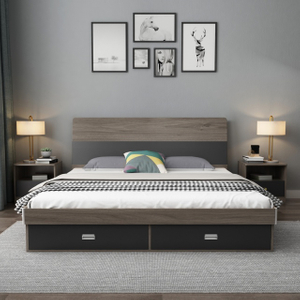 Factory Modern Hotel Room Wooden Bedroom Furniture Set Double King Bed Frame