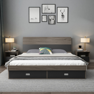 Simple Modern Customizable Wooden Bedroom Nightstand Double Single Bed with Storage Bed Frame