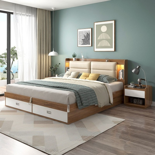 Furniture Set Modern Living room Wooden Hotel Durable Bedroom King Size Bed