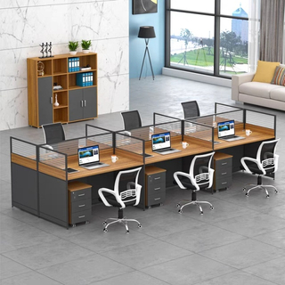 Hot Selling Open Staff Workstation Wooden Modular Curved Executive Triangle Workstation Desk Table with Cabinet