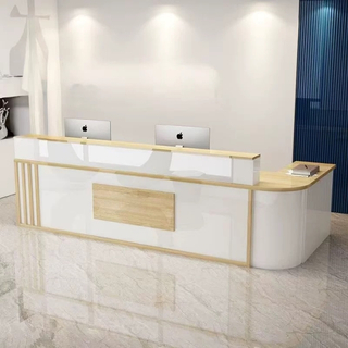 Modern Luxurious Office Building Furniture Large Front Table Welcome Reception Desk