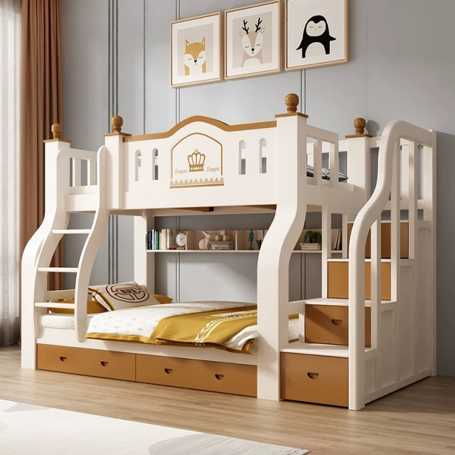 Modern MDF Home Children School Apartment Hotel Wooden Bunk Bed Bedroom Furniture Sets