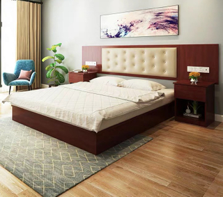 Factory Directly Wholesale Modern Wooden Frame Bed Night Stands Bedroom Set Hotel Furniture UL-9N0130