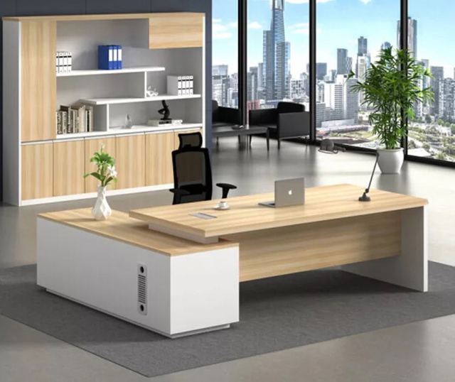 Melamine Commercial Furniture Office Wooden Meeting Table Cherry and Beige Color Design Conference Desks HX-8N0012