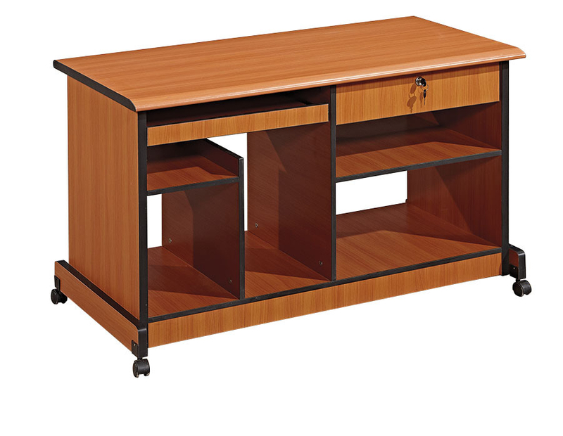 Modern Design Movable Wooden Computer Writing Desk with Storage Shelves Wheels for Office or Home Use School Furniture UL-9EU1052