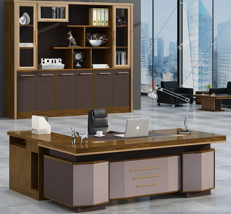 Modern Wooden Office Furniture Ergonomic Boss Executive Desk Melamine MDF Computer Office Desk UL-23FD0097