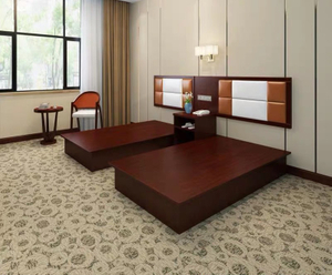 Factory Directly Wholesale Modern Wooden Frame Double Bed Night Stands Bedroom Set Hotel Furniture UL-9N0215