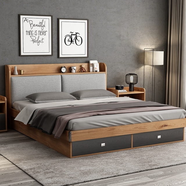 Modern MDF Home Children School Apartment Hotel Wooden Bunk Single Bed Bedroom Furniture Sets