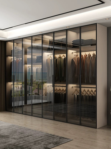 Factory Direct Sale Modern Luxury Glass Doors Storage Bedroom Wardrobe Closet