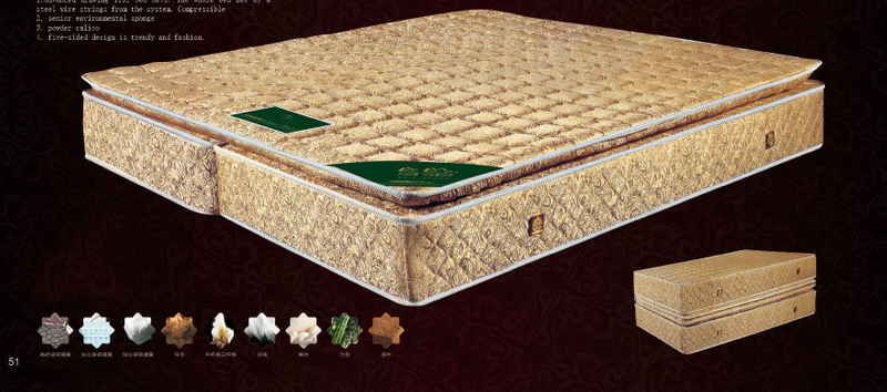 Modern Queen Bed with Mugwort Fabric Hybrid Mattress for Home Bedroom Hospital Use Five-Star Hotel Quality Cooling Ridge UL-SK3062