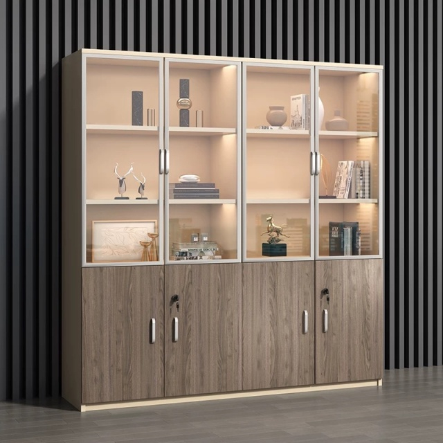 New Design Wooden Office furniture Tall Storage Cabinet Sliding Door File Cabinet