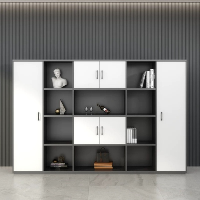 New Design Wooden Office furniture Tall Storage Cabinet Sliding Door File Cabinet