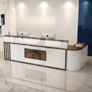 Luxury Style Customized Design Natural Marble Office Salon Front Desk Reception Desk
