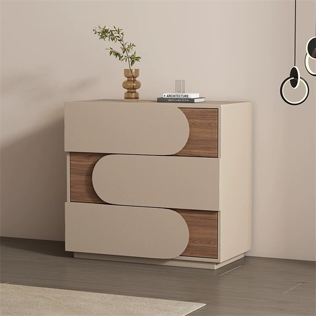 Modern Minimalist Light Wood Nightstand with Two Drawers for Bedroom Bedside Storage