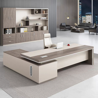 Modern Wooden Office Desk L-shape Furniture Luxury Executive Office Works Manage Table Desk Corner CEO Office Desks UL-23NF0358