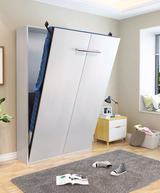 Custom Made Hidden Murphy Wall Bed with Wardrobe Desk Shelf Cupboard for Bedroom & Living Room UL-22WB016