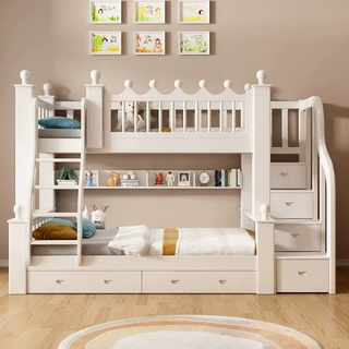Wholesale Modern Customized Wooden Metal Bunk Bed Framewith Ladder Furniture Student Dormitory Space Saving Bed
