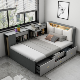 Modern Bedroom Home House Furniture King Size Double Storage Wooden Bed