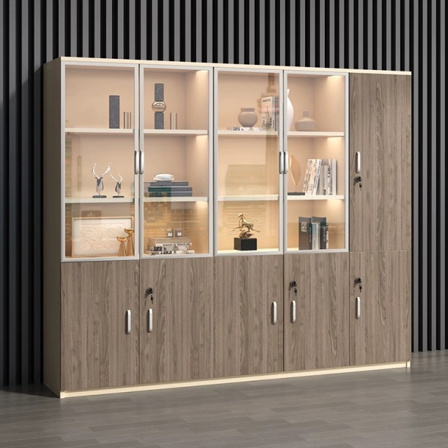 Wooden Multi-Layer Office furniture Storage Cabinet Bookshelf Locks Filing Cabinets