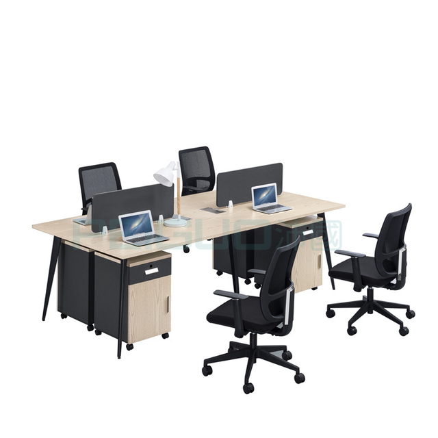 Modern Modular Office Furniture Two Seats Wooden Office Workstation with Side Cabinet