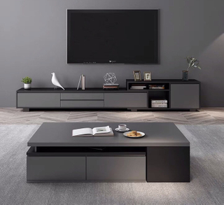 Modern White TV Cabinet Coffee Table Luxury Living Room Sets-UL-22NF0063