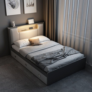 Modern Bedroom Platform Hotel Bed Set Soft Wooden Furniture King Size Double Bed
