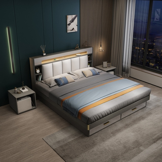 Luxury Wholesale Wooden Furniture Bedroom Set Single Double King Queen Size Bed with Nightstand