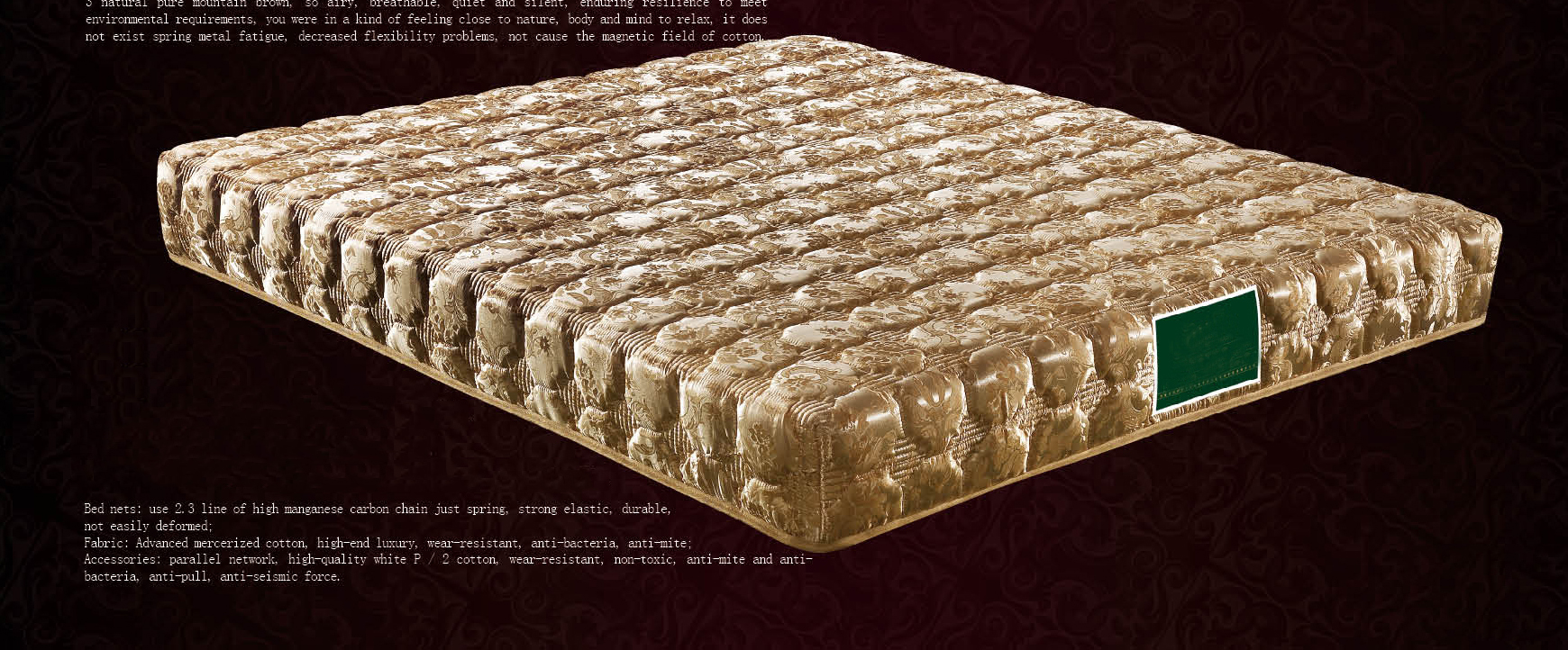 Modern Queen Bed with Mugwort Fabric Hybrid Mattress for Home Bedroom Hospital Use Five-Star Hotel Quality Cooling Ridge UL-SK3062