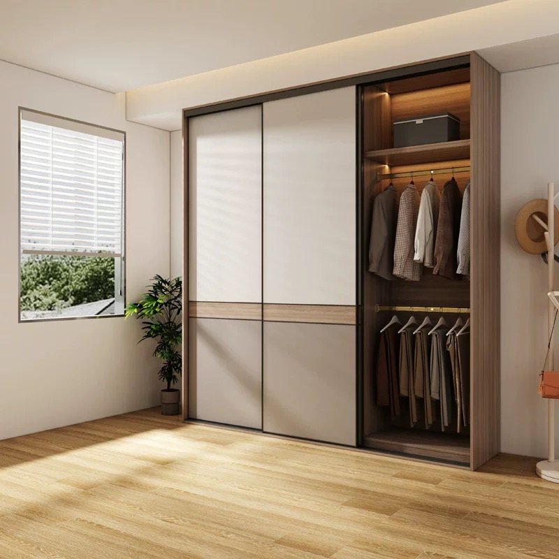 Factory Direct Sale Dressing Room Fitted Wall Closet Systems Modern Bedroom Sliding Doors Wooden Wardrobes Closet